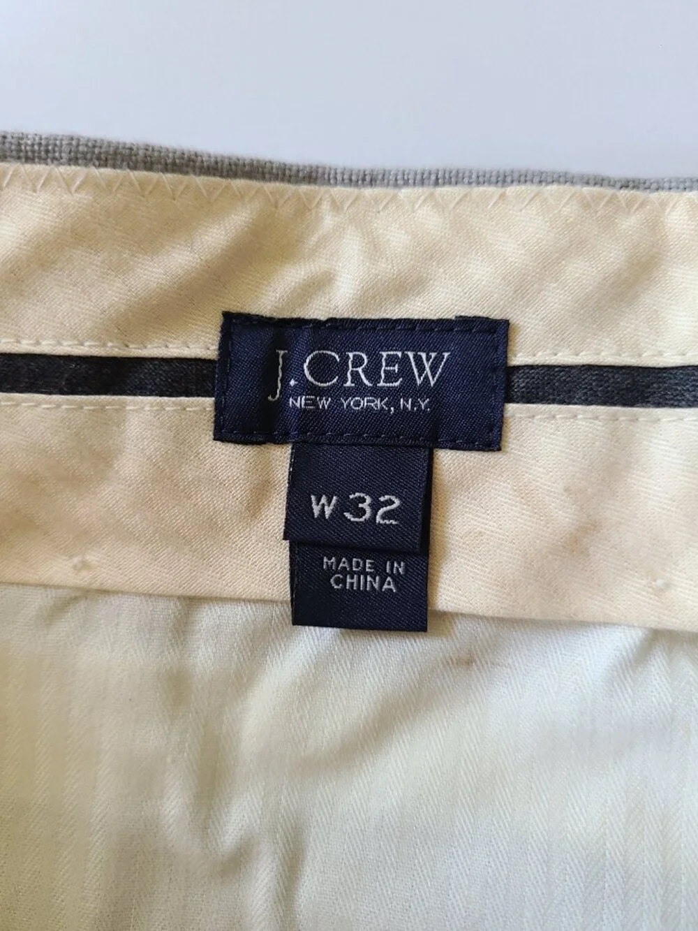 Men's J Crew Linen Dress Pants Actual 31 x 35.5 Light Grey Flat Front Lined